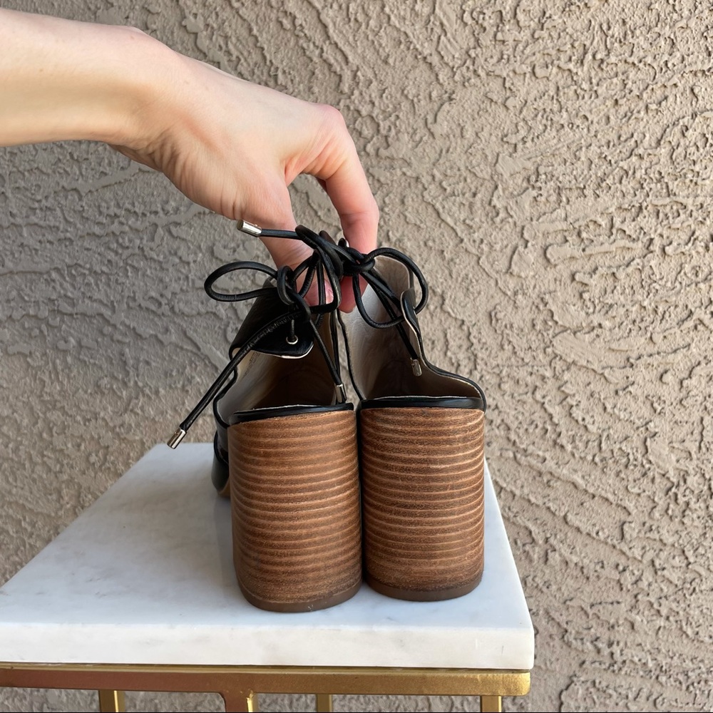 KENNETH COLE Black Leather Katarina Open Toe Chunky Sandal Heels Sz 9 - Picture 10 of 13